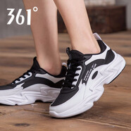361°女鞋運動(dòng)鞋2026年春季款361度女士休閑學(xué)生皮面透氣老爹跑步鞋子 361度白/曜石黑 36