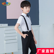 蘿卜唄唄 兒童禮服小主持人鋼琴服小西裝套花童禮服畢業(yè)服夏表演演出服 黑色長(zhǎng)褲套裝 150cm建議體重58-70斤