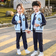 曼佳爾幼兒園園服春秋裝兒童運動(dòng)套裝春款二件套班服秋季統一小學(xué)生校服 藍色上衣褲子打底衫 吊牌170碼適合身高150-160cm