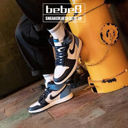 耐克（NIKE）【嚴(yán)選好物】耐克AJ1 NIKE AIR JORDAN 1 喬1男女高幫休閑籃球鞋 北卡黑曜石黑藍(lán)腳趾男555088-140 42.5