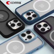 珂瑪（comma） 蘋(píng)果14手機(jī)套iPhone14Promax磨砂磁吸防指紋保護(hù)殼防摔 金屬紫鏡頭-黑底磁吸款 iPhone14Pro