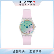 斯沃琪Swatch斯沃琪瑞士手表藍(lán)粉時(shí)尚指針式情侶防水石英男女對(duì)表 無(wú)盡雪粉GE714