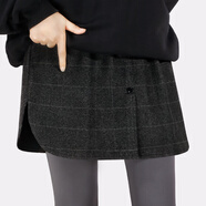 紐菲奧納衛(wèi)衣襯衫屁簾女打底疊穿下擺裙罩鯊魚褲遮屁股神器大碼秋冬半身裙 深灰格子襯衫款 XL 115-135斤