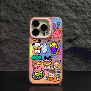 米弗希 春天涂鴉動(dòng)物適用蘋(píng)果15promax手機(jī)殼新款iPhone14pro卡通可愛(ài)13高級(jí)plus鐳射12彩銀保護(hù)套情侶款 淺粉色-彩銀涂鴉動(dòng)物 iPhone X