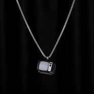 EKUSTYEE 抖音嘻哈小相機項鏈發(fā)光可發(fā)聲男女個(gè)性仿單反照相機吊墜學(xué)生配飾 復古電SHI（可發(fā)光）