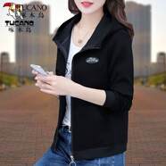 啄木鳥(niǎo)（TUCANO）短外套女外套女2025新款高檔棉衛(wèi)衣女士春秋新款修身 黑色(不起球(不褪色) XL _（建議110-120斤）