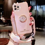 卓昇蘋(píng)果12手機殼iPhone12promax硅膠女款mini指環(huán)支架蘋(píng)果11promax高檔超薄 蘋(píng)果12pro--落櫻粉【帶水鉆+支架+掛繩】