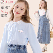 Hello Kitty女童打底衫春秋裝洋氣兒童T恤長袖大童娃娃領(lǐng)上衣G031天使藍(lán)160