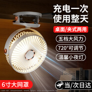 YOUMAKER小風(fēng)扇usb/電風(fēng)扇/小電扇桌面/臺(tái)扇辦公宿舍學(xué)生戶(hù)外大風(fēng)力床頭車(chē)載迷你便攜嬰兒車(chē)壁掛夾式充電扇 充電款-白色【6寸大風(fēng)扇】3000mAh充插兩用