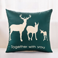 蕾迪琳達抱枕靠墊靠枕套沙發(fā)床頭腰枕粗麻手感可拆洗含芯方形定制定做 三只小鹿42*42cm 含枕芯