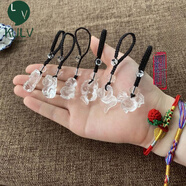 KULV白水晶吊墜天l然十二生肖鼠?；⑼谬埳唏R羊猴雞狗豬 鑰匙扣包掛 生肖雞(紅繩)
