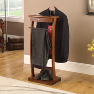 瑞真家居 實(shí)木掛衣架落地衣帽架臥室衣架客廳衣服架帶首飾收納抽屜置物架辦公室西裝架胡桃木色 核桃色