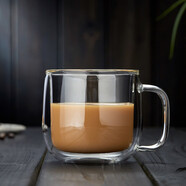 美斯尼 耐熱玻璃咖啡杯子雙層玻璃水杯泡茶杯早餐牛奶果汁杯辦公家用杯 雙柱杯 300ml