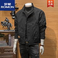 羅蒙（ROMON）春秋男士風(fēng)衣潮流工裝夾克痞帥休閑外套韓版立領(lǐng)秋季防風(fēng)外衣 黑色 3XL 推薦150170斤