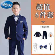 迪士尼胖童禮服男童西裝套裝加肥加大碼寬松秋冬款西服胖小孩婚禮服模特 藏青外套褲子+襯衫加絨 送配飾 140cm 建議80-92斤
