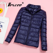 VRSZEE輕奢品牌輕薄羽絨服女短款連帽25秋冬季新款修身輕便韓版時尚外套 藏青色【立】 L