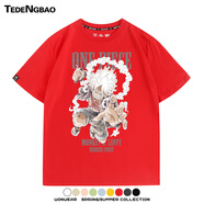 特登堡海賊王路飛動(dòng)漫周邊t恤尼卡形態(tài)五檔草帽惡魔果實(shí)航海王短 紅色 S