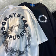 卡圖弛 衣服男美式復古短袖t恤男夏季新款潮流百搭休閑五分半截袖男青少年情侶高街痞帥重磅上衣服飾男裝 白色 XL【建議115-130斤】