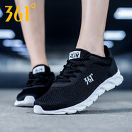 361°女鞋運動(dòng)鞋2026年春季361度網(wǎng)面透氣學(xué)生女士休閑旅游鞋跑步鞋子R 烏黑色/361度白 35