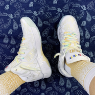 茉馥適配Anta安踏KT1Pro氮科技白金十周白色燙金潑墨KT367鞋帶 黃藍扎染鞋帶 160cm