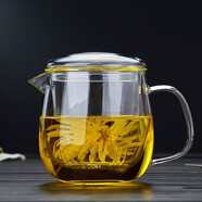綠昌明耐熱玻璃茶杯一壺四杯泡茶杯茶水分離杯泡茶壺花茶杯過濾杯 單杯650ml