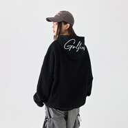 GOLFCROSS簡(jiǎn)約字母春秋刺繡連帽上衣百搭套頭男女同款衛(wèi)衣 黑色 XXXL 