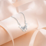 紀蔻（JESCAKOO） 一鹿有你跳動(dòng)的心項鏈女足銀鎖骨鏈項鏈送女友老婆結婚 白金白鋯