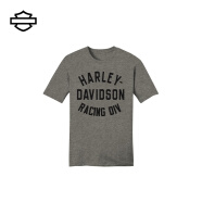 哈雷戴维森（Harley-Davidson）男士摩托车文化夏季圆领T恤灰色宽松半袖印花青年可水洗灰色短袖 深灰色 S