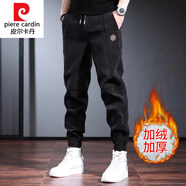 皮爾卡丹（pierre cardin） 針織休閑褲男寬松束腳褲初中學(xué)生春夏季運動(dòng)運動(dòng)燈芯絨褲子男裝 A08黑色 秋冬款 加絨 L