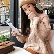 Radinka2024秋冬新款白色毛衣女韓版寬松學(xué)生麻花原宿風(fēng)打底衫 咖色 S