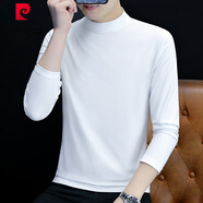 皮爾卡丹純棉長(cháng)袖男t恤男裝寬松上衣休閑體恤中國風(fēng)潮流圓領(lǐng)大碼V領(lǐng)打底衫 白色中領(lǐng) T192款 3XL 滿(mǎn)意度回頭率高