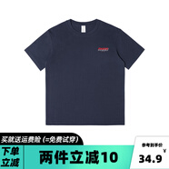 邦喬仕（BFDQJS）重磅純棉字母印花短袖T恤男潮流休閑百搭美式上衣服寬松半袖體恤 藏青PARIS L(推薦體重110-130斤)