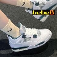 耐克（NIKE）【嚴選好物】AJ4 Nike Air Jordan 4喬 中幫男女子休閑運動籃球鞋 白墨綠GS女FQ8213-103 36.5