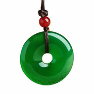 左傳珠寶 玉髓平安扣吊墜男女情侶款瑪瑙項墜平安扣玉墜時(shí)尚掛墜項鏈 綠玉髓