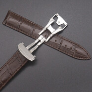 瑪薩琪適配雷達表帶鉆霸/晶璨系列R22861165/R14129116折疊扣鱷紋真皮手表帶rado男女配件皮表鏈 (銀色折疊扣)咖色加厚牛皮紋 19mm