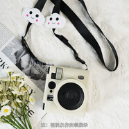 JUNESTAR適用于富士拍立得mini90相機包mini12硅膠保護套Instax Mini40EVO相機殼攝影防摔皮套 硅膠保護套-mini99-象牙白+云朵黑邊肩帶