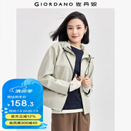 佐丹奴防風(fēng)短外套女休閑寬松夾克撞色拉鏈插肩袖連帽風(fēng)衣05374696 95沉香卡其 XL