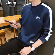JEEP SPIRIT吉普長(zhǎng)袖T恤男衛(wèi)衣男裝外套潮流休閑時(shí)尚潮流學(xué)生圓領(lǐng)上衣男士衣 深藍(lán)色 M
