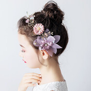 Yinbeler娟紗淺紫發(fā)箍花童頭飾兒童演出服配飾晚禮服花環(huán)女童頭箍發(fā)箍頭發(fā) 淺紫