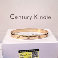 CENTURY& KINDLE輕奢高級(jí)感滿天星情侶手鐲刻字男女簡(jiǎn)約帶鉆鈦鋼玫瑰金色開口手鐲 寬版十鉆手鐲-玫瑰金色【小號(hào)】