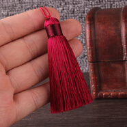 韓裴內(nèi)思10cm手工短胖中國結(jié)絲人造絲流蘇穗子包掛車鑰匙吊墜 酒紅色
