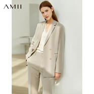 AMII職業(yè)西服套裝女春夏新款休閑外套時(shí)尚西裝兩件套 卡其(西裝) M (160)