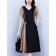 【特價(jià)撿漏】高檔輕奢品牌雪紡連衣裙夏季2022新款雅氣質(zhì)顯瘦女裝高貴驚艷裙子 黑色 L