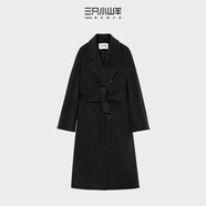 三只小山羊【明星同款】中長老錢風(fēng)100純羊絨大衣雙排牛角扣冬季大衣女 炭灰色 M