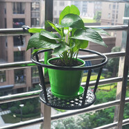 憶凡 陽(yáng)臺花架子小花籃窗臺欄桿護欄花盆架鐵藝綠蘿懸掛式花架 黑色小花架--【加粗加固款】