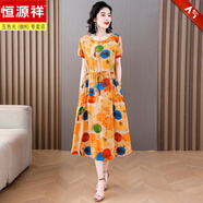 恒源祥高端氣質(zhì)棉綢連衣裙女2026新款中年夏裝夏天大尺碼洋氣長(cháng)裙有口袋 【送媽媽禮物】6號 5XL （建議150斤-160斤）