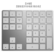 B.FRIENDit藍(lán)牙數(shù)字小鍵盤 可充電超薄靜音外接臺式電腦筆記本Mac平板手機(jī)無線鍵盤 銀行財(cái)務(wù)會計(jì)辦公鍵盤 【塑膠款銀白色】【34鍵】【藍(lán)牙充電款】