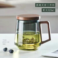 奇思貓玻璃泡茶杯男女茶水分離花茶杯子帶把玻璃水杯高硼加厚大容量水杯 (青灰色)禮盒裝 525ml