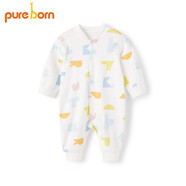 博睿恩（Pureborn）新生兒衣服可愛嬰兒爬服春秋季小清新寶寶連體衣純棉親膚 七巧板 90cm