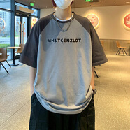 Tim Peake插肩袖五分袖t恤男潮牌寬松情侶衣服復(fù)古休閑半袖體恤T341 奶灰色 L